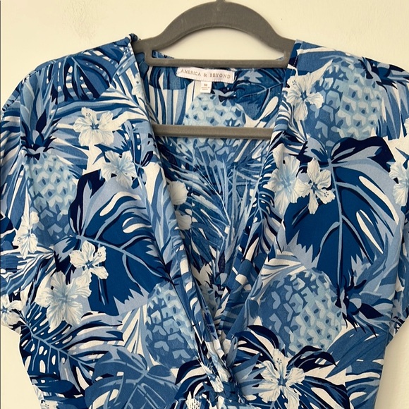 Blue and‎ White Floral Swim Coverup - Picture 2 of 5